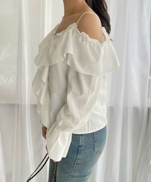 merrylatte（メリーラテ）の「オフショルダーブラウス（シャツ/ブラウス・レディース・ホワイト/ブラック・MEDIUM）」の18枚目の写真