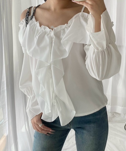 merrylatte（メリーラテ）の「オフショルダーブラウス（シャツ/ブラウス・レディース・ホワイト/ブラック・MEDIUM）」の20枚目の写真