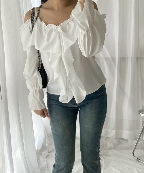 merrylatte（メリーラテ）の「オフショルダーブラウス（シャツ/ブラウス・レディース・ホワイト/ブラック・MEDIUM）」の21枚目の写真