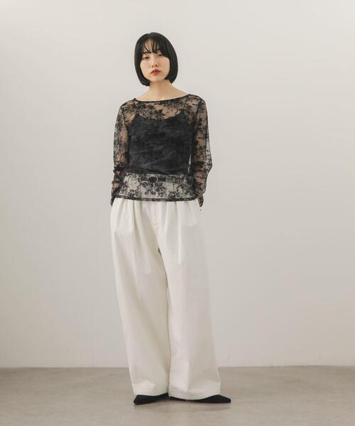 KBF（ケイビーエフ）の「2WAYフロッキーフラワートップス（Tシャツ/カットソー・レディース・チャコールグレー/ブラウン/ベージュ・ONE）」の10枚目の写真