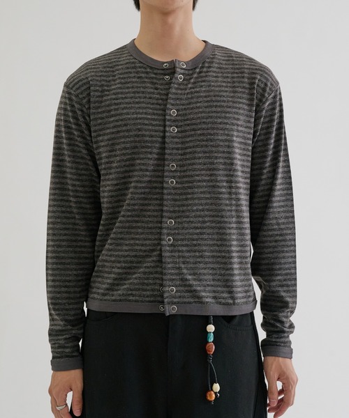 EPNK(イーピーエヌケー)の「Double Ring-Snap Cardigan/ リングドット ダブルスナップカーディガン(その他トップス・メンズ・ブラック/ボルドー・MEDIUM/LARGE/SMALL)」の3枚目の写真