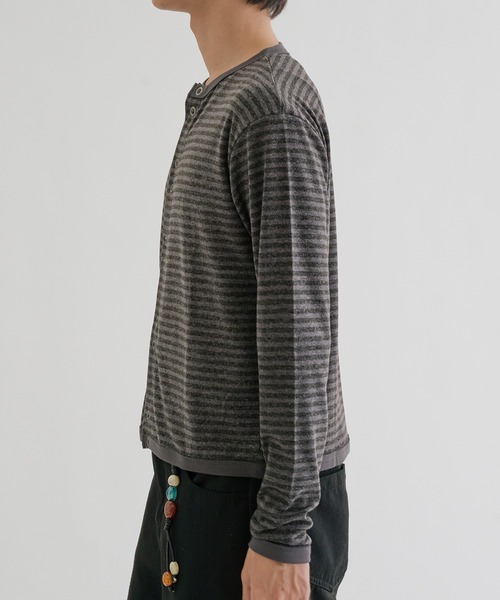 EPNK(イーピーエヌケー)の「Double Ring-Snap Cardigan/ リングドット ダブルスナップカーディガン(その他トップス・メンズ・ブラック/ボルドー・MEDIUM/LARGE/SMALL)」の4枚目の写真