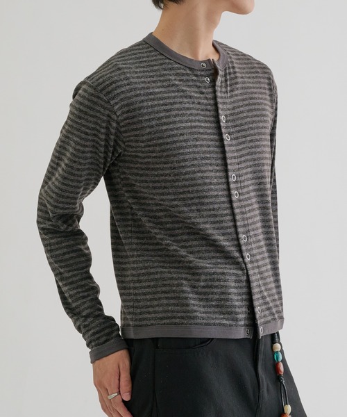 EPNK(イーピーエヌケー)の「Double Ring-Snap Cardigan/ リングドット ダブルスナップカーディガン(その他トップス・メンズ・ブラック/ボルドー・MEDIUM/LARGE/SMALL)」の7枚目の写真