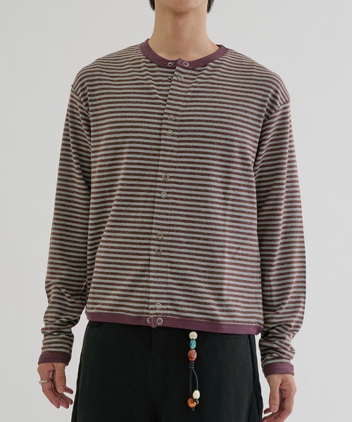 EPNK(イーピーエヌケー)の「Double Ring-Snap Cardigan/ リングドット ダブルスナップカーディガン(その他トップス・メンズ・ブラック/ボルドー・MEDIUM/LARGE/SMALL)」の13枚目の写真