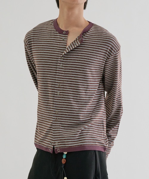 EPNK(イーピーエヌケー)の「Double Ring-Snap Cardigan/ リングドット ダブルスナップカーディガン(その他トップス・メンズ・ブラック/ボルドー・MEDIUM/LARGE/SMALL)」の14枚目の写真