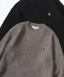 U.S. POLO ASSN./ユーエスポロアッスン 両畦ニット ロゴ ワンポイント刺繍 クルーネック セーター/レディース メンズ