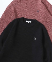 U.S. POLO ASSN./ユーエスポロアッスン 両畦ニット ロゴ ワンポイント刺繍 クルーネック セーター/レディース メンズ