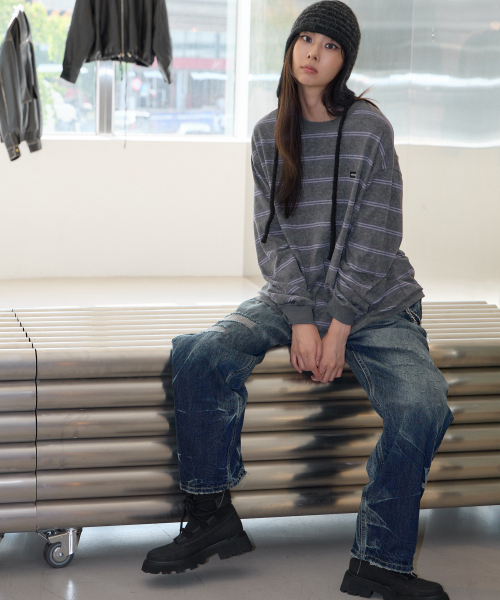 UNKNOWN PLANET(アンノウンプラネット)の「ドミンゴ キャットブラシ ディストロイドワイドデニムパンツ ブルー(デニムパンツ・レディース・その他・SMALL/MEDIUM/LARGE)」の6枚目の写真
