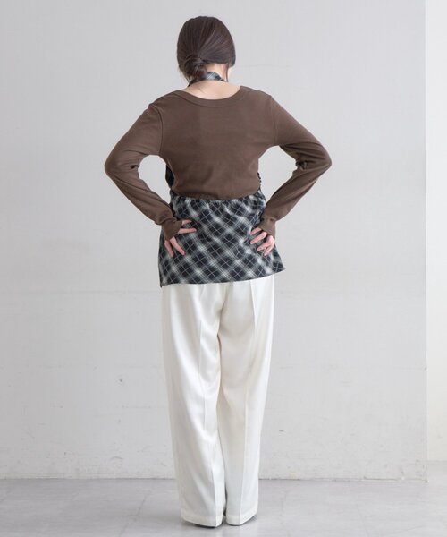 SHENERY（シーナリー）の「【SET UP】レザーライクタックパンツ（その他パンツ・レディース・ホワイト/ブラウン・38/36）」の5枚目の写真