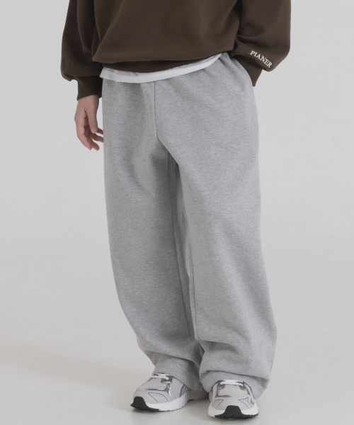 PIANER KIDS(ピアネールキッズ)の「ストリングワイドヘビースウェットパンツ(メランジ)(スウェットパンツ・レディース・ミックスグレー・S(120-130cm)/M(130-140cm)/L(140-150cm)/XL(150-160㎝))」の1枚目の写真