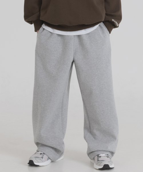 PIANER KIDS(ピアネールキッズ)の「ストリングワイドヘビースウェットパンツ(メランジ)(スウェットパンツ・レディース・ミックスグレー・S(120-130cm)/M(130-140cm)/L(140-150cm)/XL(150-160㎝))」の2枚目の写真