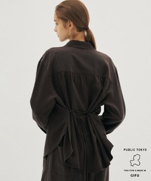 【26年秋新作】ロングフルイドオーバーシャツ/ウエスト調整可能/2wayシャツ