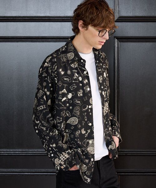 TAKEO KIKUCHI(タケオキクチ)の「【BOWLER HAT LABEL】日本製PLAYプリントシャツ(シャツ/ブラウス・メンズ・ワイン系1/ブラック系・02/03/04)」の15枚目の写真