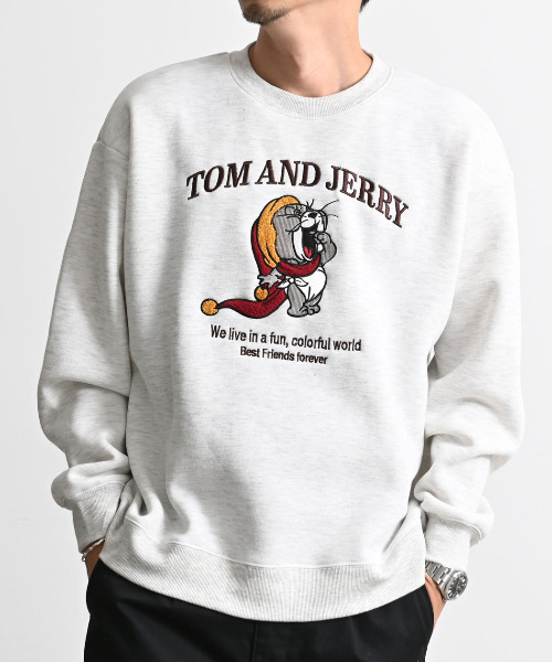 Tom&Jerry(トムアンドジェリー)の「『TOM&JERRY/トムアンドジェリー』クルーネックスウェット(スウェット・レディース・グレイッシュベージュ/オートミール/サックスブルー/スミクロ・M/XL/L)」の2枚目の写真