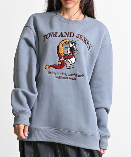 Tom&Jerry(トムアンドジェリー)の「『TOM&JERRY/トムアンドジェリー』クルーネックスウェット(スウェット・レディース・グレイッシュベージュ/オートミール/サックスブルー/スミクロ・M/XL/L)」の4枚目の写真