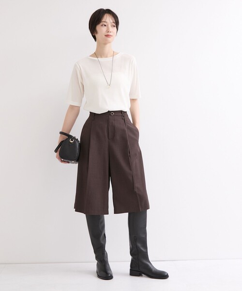 le cercle ADAM ET ROPE'（ルセルクルアダムエロペ）の「シアーベロア５分袖トップス（Tシャツ/カットソー・レディース・ダークブラウン/チャコールグレー/オフホワイト・FREE）」の17枚目の写真