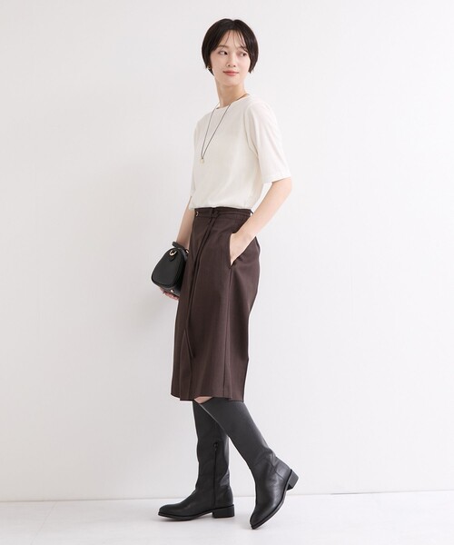 le cercle ADAM ET ROPE'（ルセルクルアダムエロペ）の「シアーベロア５分袖トップス（Tシャツ/カットソー・レディース・ダークブラウン/チャコールグレー/オフホワイト・FREE）」の18枚目の写真