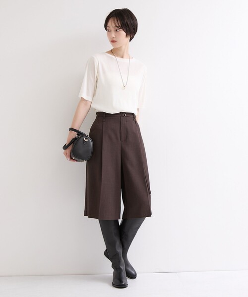 le cercle ADAM ET ROPE'（ルセルクルアダムエロペ）の「シアーベロア５分袖トップス（Tシャツ/カットソー・レディース・ダークブラウン/チャコールグレー/オフホワイト・FREE）」の19枚目の写真