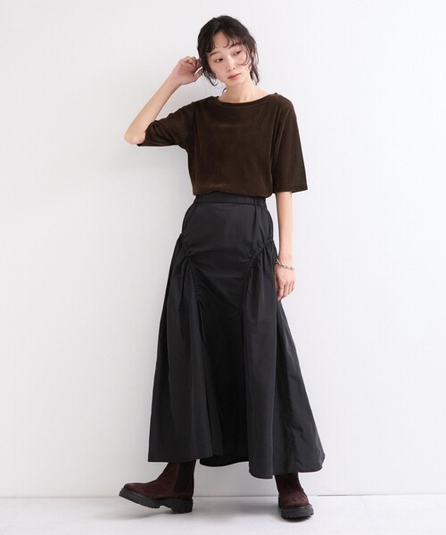 le cercle ADAM ET ROPE'（ルセルクルアダムエロペ）の「シアーベロア５分袖トップス（Tシャツ/カットソー・レディース・ダークブラウン/チャコールグレー/オフホワイト・FREE）」の20枚目の写真