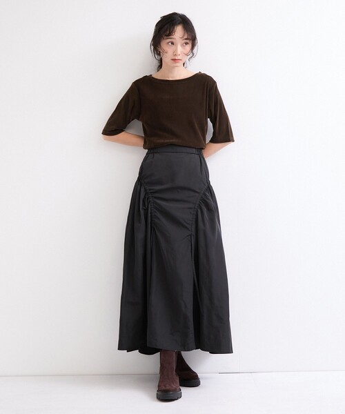 le cercle ADAM ET ROPE'（ルセルクルアダムエロペ）の「シアーベロア５分袖トップス（Tシャツ/カットソー・レディース・ダークブラウン/チャコールグレー/オフホワイト・FREE）」の21枚目の写真