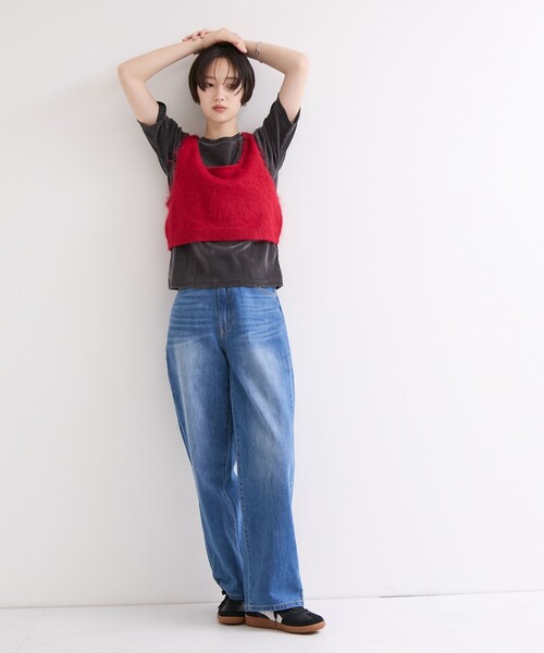 le cercle ADAM ET ROPE'（ルセルクルアダムエロペ）の「シアーベロア５分袖トップス（Tシャツ/カットソー・レディース・ダークブラウン/チャコールグレー/オフホワイト・FREE）」の11枚目の写真