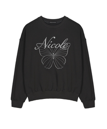 NICOLE バタフライスウェットシャツ_チャコール シルバー