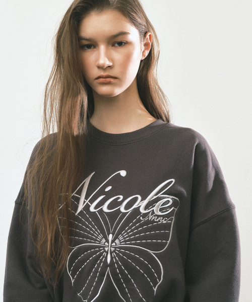 NICK&NICOLE(ニックアンドニコール)の「NICOLE バタフライスウェットシャツ_チャコール シルバー(スウェット・レディース・チャコールグレー・FREE)」の2枚目の写真