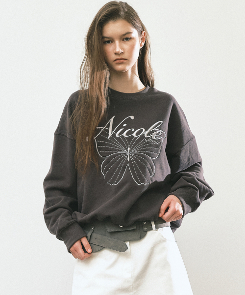 NICK&NICOLE(ニックアンドニコール)の「NICOLE バタフライスウェットシャツ_チャコール シルバー(スウェット・レディース・チャコールグレー・FREE)」の3枚目の写真