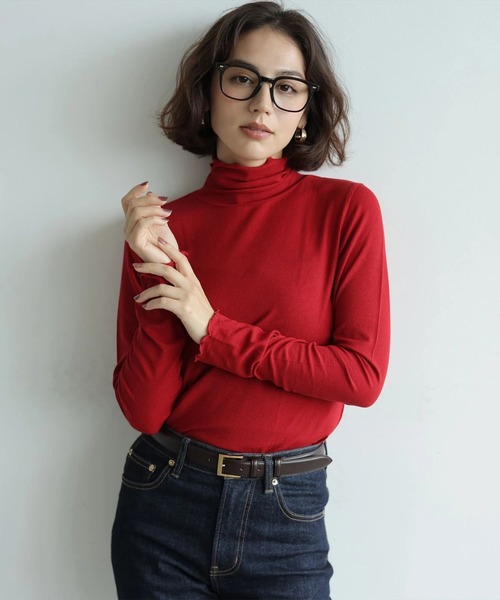 Arpege story(アルページュストーリー)の「〈着るスキンケア〉シアータートル(Tシャツ/カットソー・レディース・レッド/グレー/ブラック/ホワイト・2)」の4枚目の写真