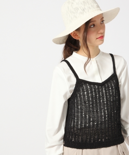 HARE（ハレ）の「3Gテープヤーンニットキャミソール(HARE)（ニット/セーター・レディース・ベージュ/ブラック・FREE）」の2枚目の写真