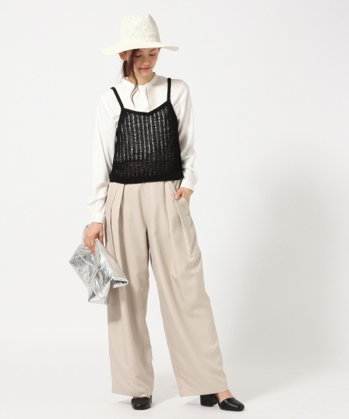 HARE（ハレ）の「3Gテープヤーンニットキャミソール(HARE)（ニット/セーター・レディース・ベージュ/ブラック・FREE）」の3枚目の写真
