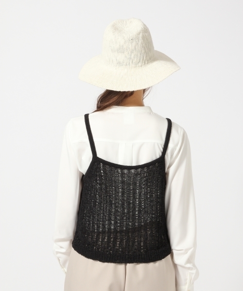 HARE（ハレ）の「3Gテープヤーンニットキャミソール(HARE)（ニット/セーター・レディース・ベージュ/ブラック・FREE）」の6枚目の写真