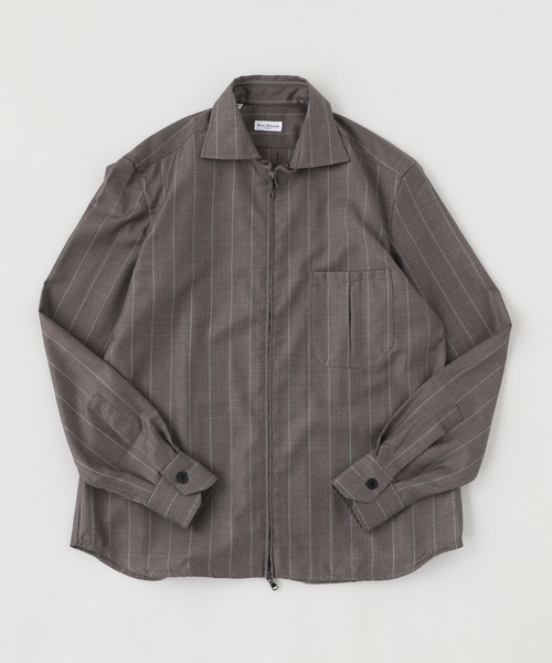 EDIFICE(エディフィス)の「ERRICO FORMICOLA (エリコフォルミコラ) Ex.GIANNI Zip Stripe Shirts(シャツ/ブラウス・メンズ・チョコ・MEDIUM)」の1枚目の写真