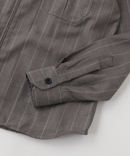 EDIFICE(エディフィス)の「ERRICO FORMICOLA (エリコフォルミコラ) Ex.GIANNI Zip Stripe Shirts(シャツ/ブラウス・メンズ・チョコ・MEDIUM)」の3枚目の写真