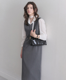 Wool V-neck One-piece (grey)
