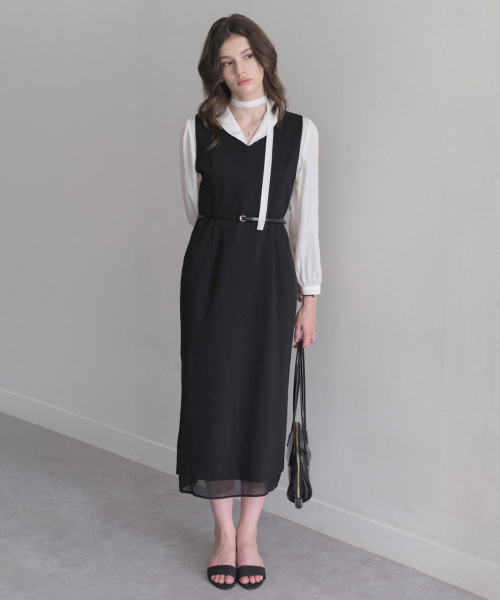 LENAV(ルナブ)の「Wool V-neck One-piece (grey)(ワンピース・レディース・グレー・FREE)」の2枚目の写真