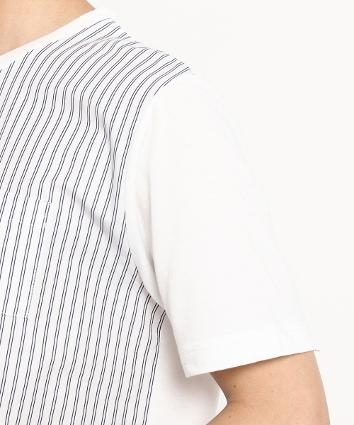 THE SHOP TK (ザ ショップ ティーケー )の「ストライプ切替Tシャツ(Tシャツ/カットソー・メンズ・ホワイト/ネイビー/グレー/ネイビー系1・02/03/04)」の5枚目の写真