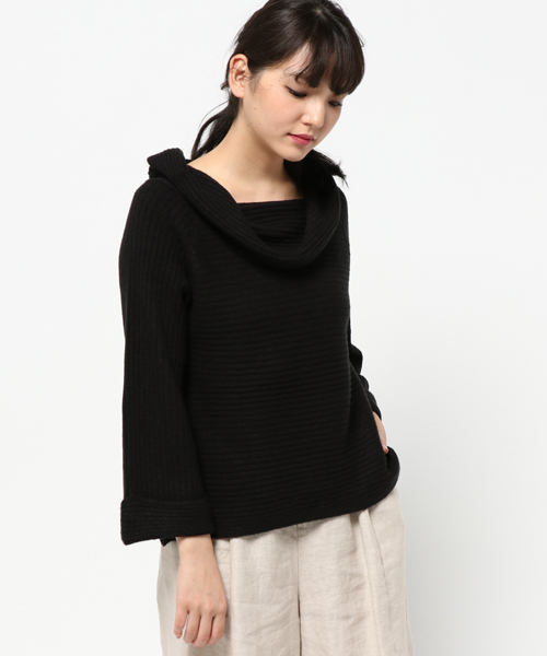 laboratory work（ラボラトリーワーク）の「ストレッチエアリー オフタートルニット（ニット/セーター・レディース・ブラック/ライトベージュ/サックスブルー/杢グレー・MEDIUM）」の16枚目の写真