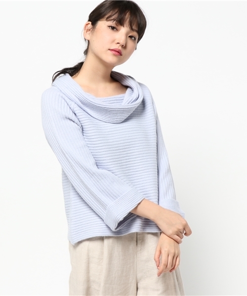 laboratory work（ラボラトリーワーク）の「ストレッチエアリー オフタートルニット（ニット/セーター・レディース・ブラック/ライトベージュ/サックスブルー/杢グレー・MEDIUM）」の15枚目の写真