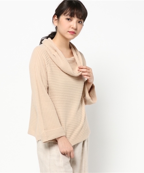 laboratory work（ラボラトリーワーク）の「ストレッチエアリー オフタートルニット（ニット/セーター・レディース・ブラック/ライトベージュ/サックスブルー/杢グレー・MEDIUM）」の13枚目の写真