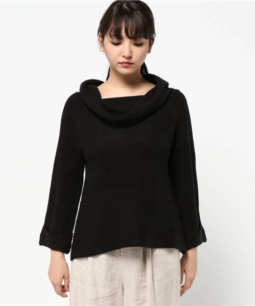 laboratory work（ラボラトリーワーク）の「ストレッチエアリー オフタートルニット（ニット/セーター・レディース・ブラック/ライトベージュ/サックスブルー/杢グレー・MEDIUM）」の8枚目の写真