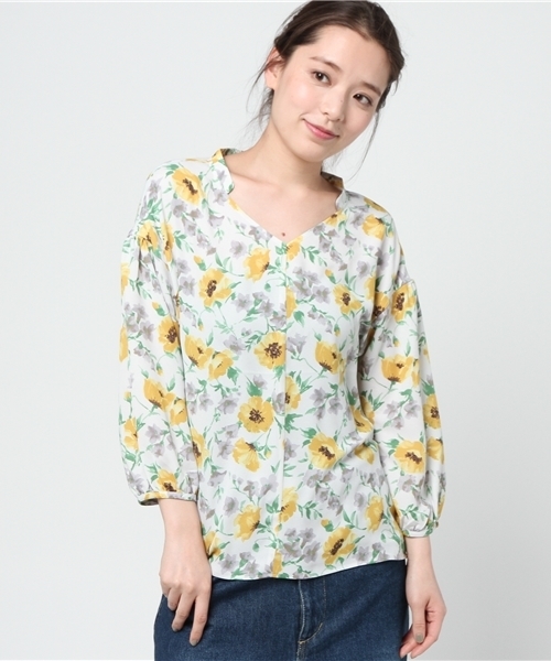 laboratory work（ラボラトリーワーク）の「ロイヤル梨地ジョーゼット花柄プリントブラウス（シャツ/ブラウス・レディース・イエロー系その他/ピンク系その他・MEDIUM）」の14枚目の写真