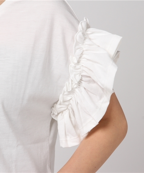 one after another NICE CLAUP(ワンアフターアナザーナイスクラップ)の「【WEB STORE限定】袖フリルTシャツ(Tシャツ/カットソー・レディース・レッド/オフホワイト/イエロー/スミクロ/パープル/ブラウン/ミント/ピンク系その他・FREE)」の13枚目の写真