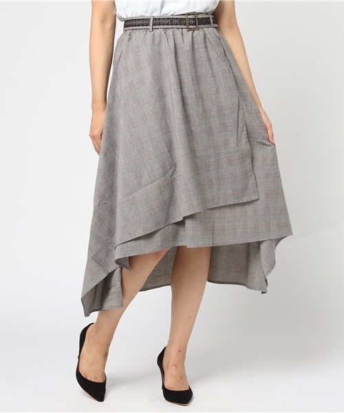 axes femme（アクシーズファム）の「ベルト付フィッシュテールスカート（スカート・レディース・ブラウン/キナリ/チャコール・MEDIUM）」の13枚目の写真