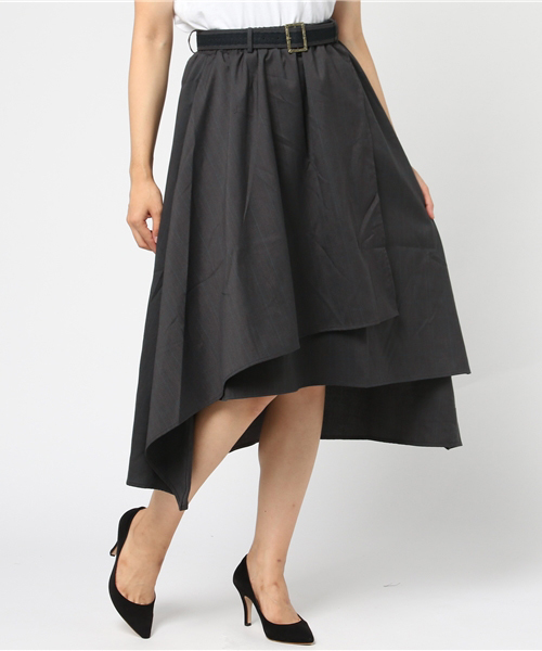 axes femme（アクシーズファム）の「ベルト付フィッシュテールスカート（スカート・レディース・ブラウン/キナリ/チャコール・MEDIUM）」の12枚目の写真