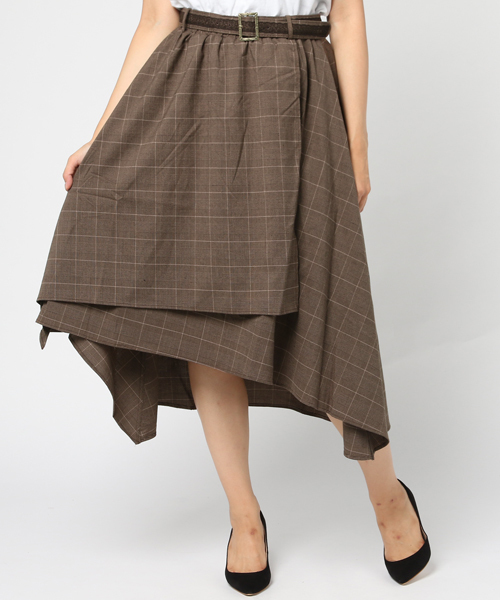 axes femme（アクシーズファム）の「ベルト付フィッシュテールスカート（スカート・レディース・ブラウン/キナリ/チャコール・MEDIUM）」の11枚目の写真