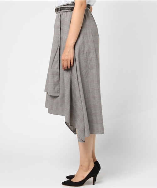 axes femme（アクシーズファム）の「ベルト付フィッシュテールスカート（スカート・レディース・ブラウン/キナリ/チャコール・MEDIUM）」の5枚目の写真