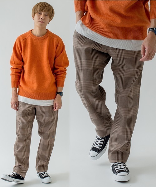 SHIPS BLUESTORE(シップスブルーストア)の「SHIPS BLUESTORE: チェックウールタックパンツ(その他パンツ・メンズ・ブラウン/ネイビー・SMALL/X-LARGE/LARGE/MEDIUM)」の1枚目の写真