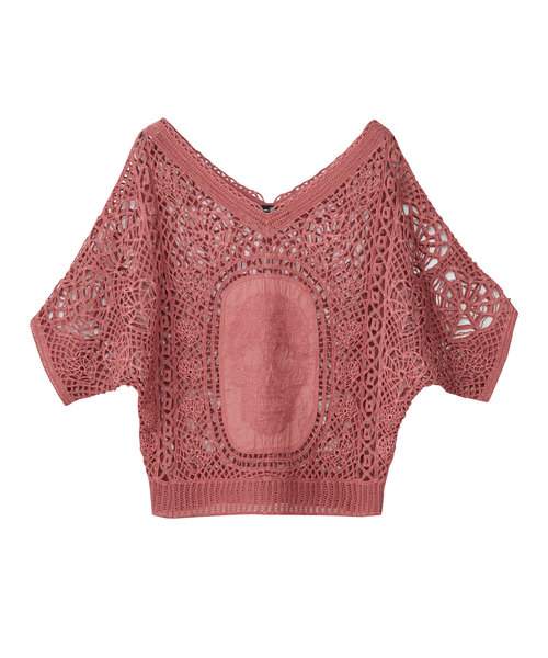 【素敵なデザイン❗️】90's HYSTERIC GLAMOUR 鍵編み ニット HYSTERIC GLAMOUR（ヒステリックグラマー）の「CROCHET刺繍 SKULL プル