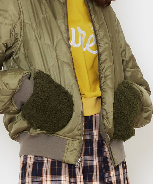 POU DOU DOU（プードゥドゥ）の「リバーシブルMA-1ブルゾン（MA-1・レディース・ブラック/カーキ/ピンクベージュ・3）」の6枚目の写真